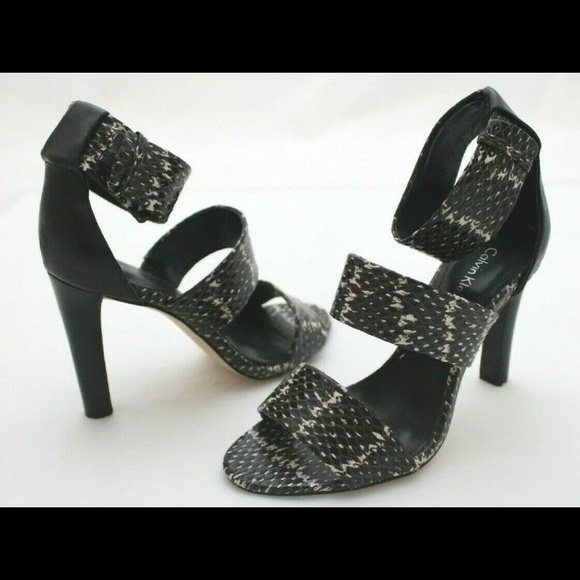 Calvin Klein Snake Print Strappy Heels - Picture 1 of 5